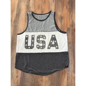 Palmer Cash Men’s USA Graphic Tank Top Gray White Size M